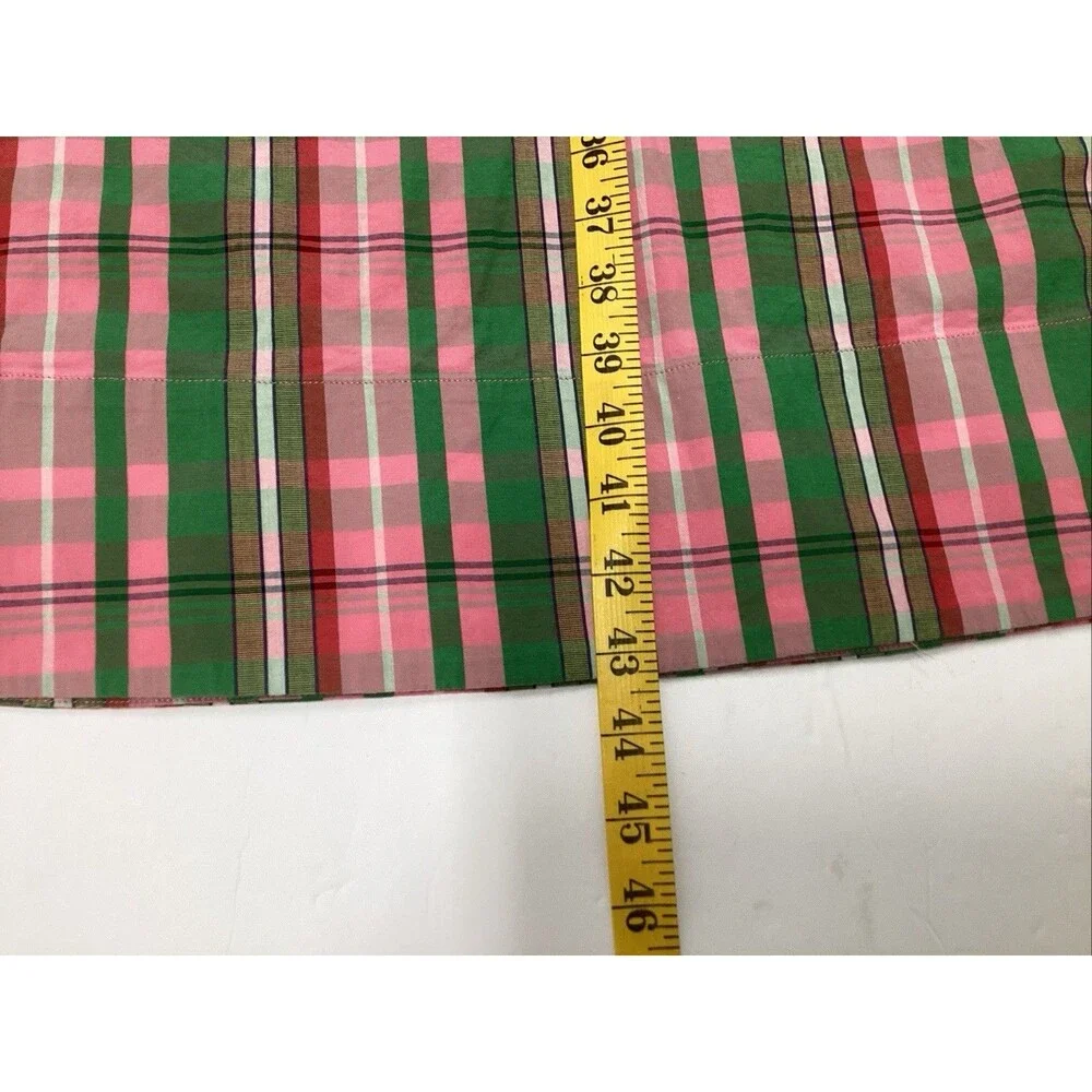 j crew tie waist poplin shirt dress sz 6 stretch cotton pink/green plaid
